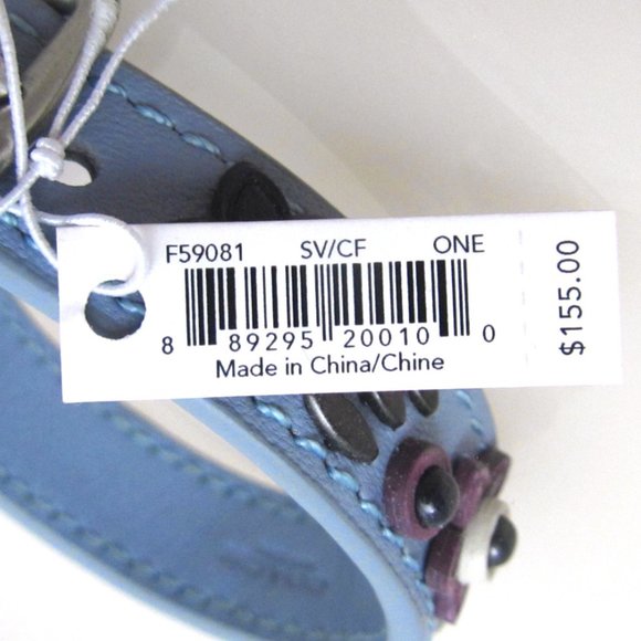 Coach NWT Blue Floral Applique Leather Bracelet 59081 - Picture 9 of 9